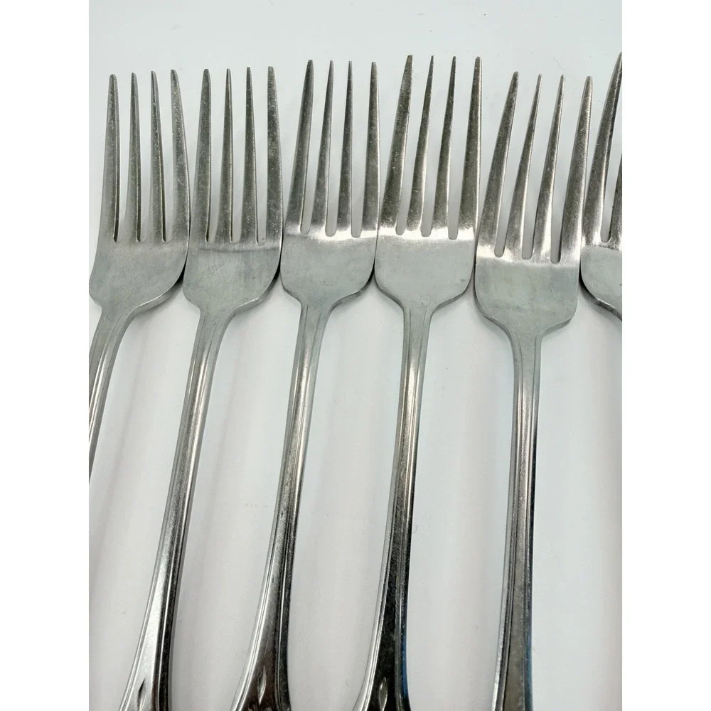 Evening Star Dinner Fork Lot of 6 Northland Oneida Stainless Flatware Korea